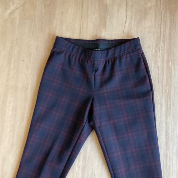 Talbots plaid pull-on stretch ankle pants Christmas tartan plaid wine na… - Picture 11 of 15
